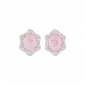 White Gold Diamond and Kunzite Earrings